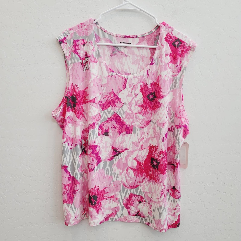 NWT Allison Daley Sleeveless Top Floral Pink Women's Size XL - Picture 9 of 9